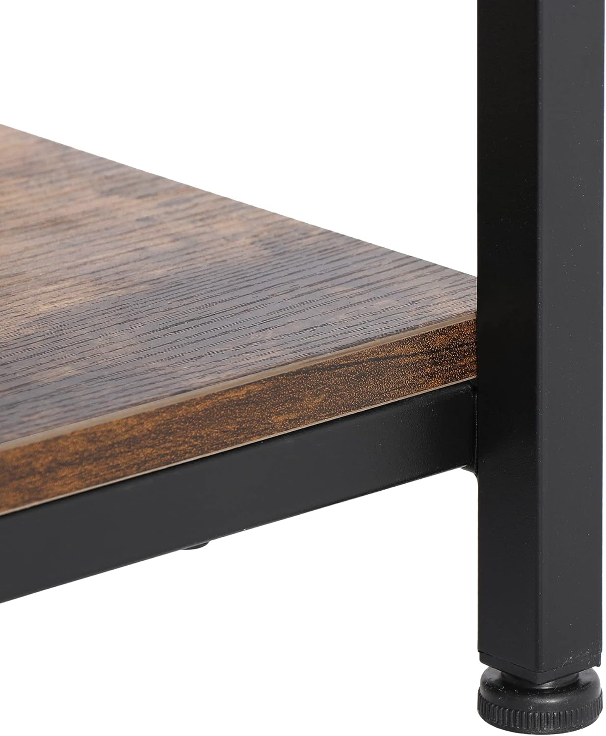 2-Tier Industrial Coffee Table with Storage Shelf for Small Apartment Living Room, Rectangle Wood and Stable Metal TV Stand Side End Table, Rustic Brown