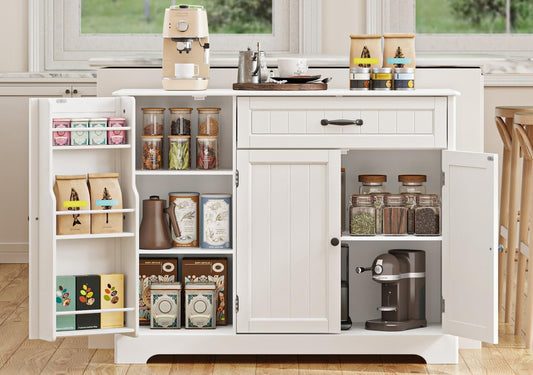 Kitchen Sideboard Buffet Cabinet with Storage Small Coffee Bar Cabinet with Drawer, Kitchen Pantry Storage Cabinet with Door and Shelves for Bathroom and Living Room