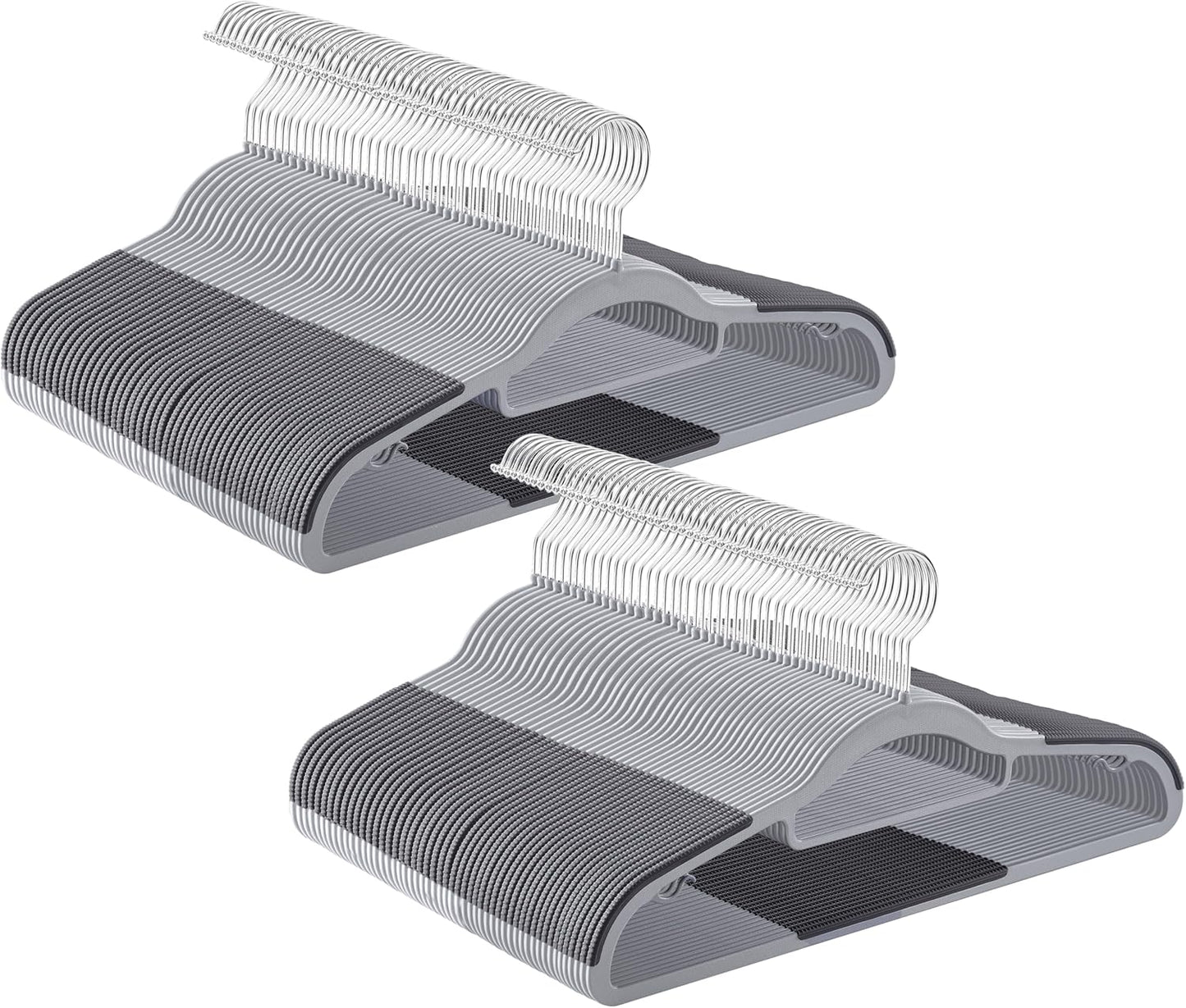 Pack of 30 Coat Hangers, Space-Saving Plastic Clothes Hangers, Non-Slip, 0.2 Inches Slim, 16.5 Inches Wide, 360° Swivel Silver Hook, Light and Dark Gray UCRP20G30