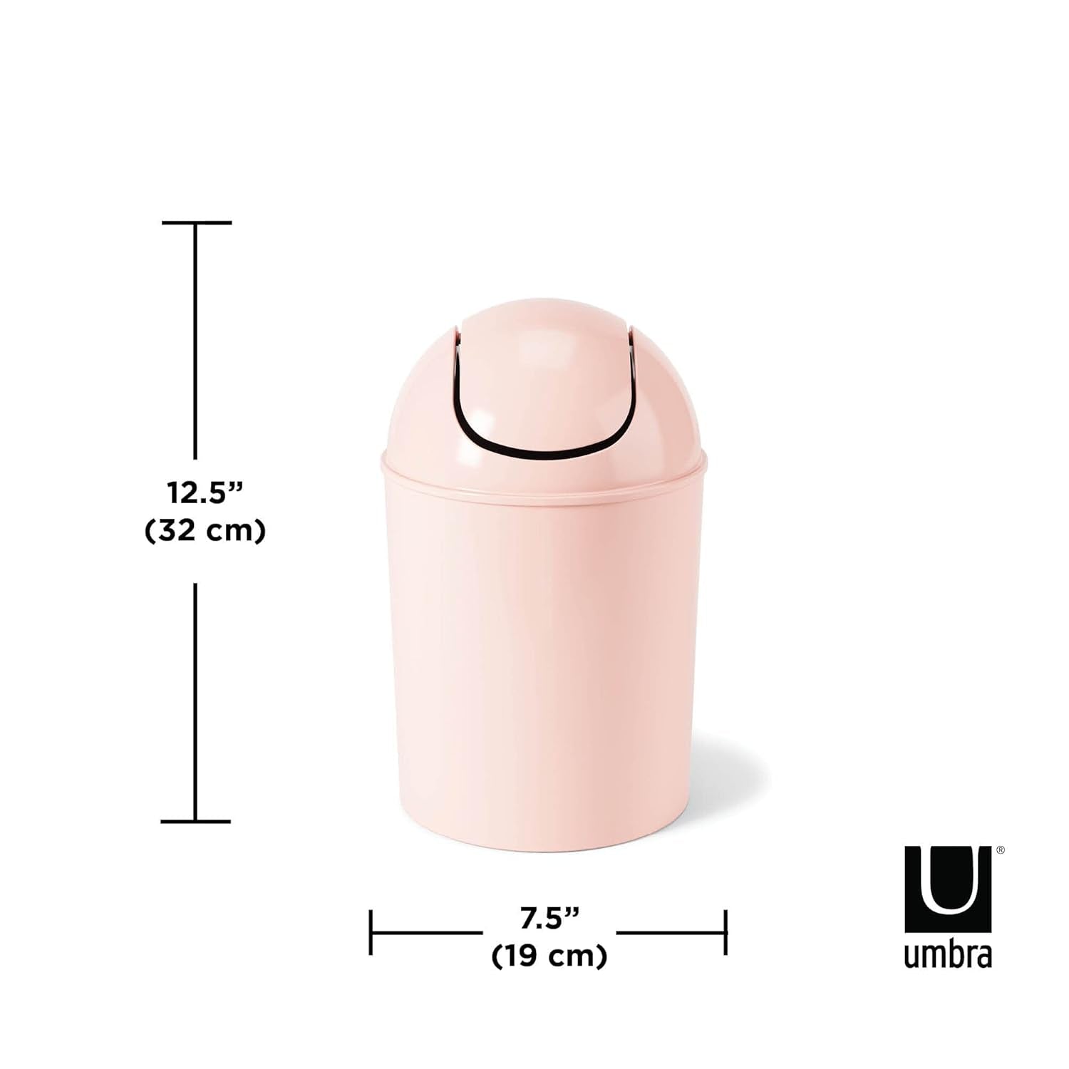 1.25 Gallon Mini Waste Can with Removable Swing-Top Lid - Small Garbage Bin for Kitchen, Bathroom, Bedroom, Office - Compact Trash Can Fit under Tables & Counters - Pink