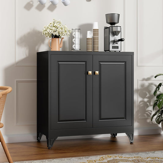 Sideboard Buffet Cabinet with Storage, Metal Accent Cabinet with Doors, Small Buffet Cabinets Coffee Bar Cabinets for Kitchen, Dining Room, Entryway