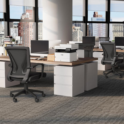 Office Chair Ergonomic Computer Desk Mesh Chair Mid Back Swivel Lumbar Support with Armrest (1, Black)