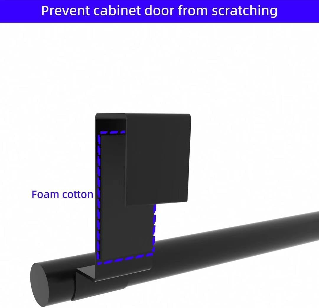 Cabinet Door Towel Holder, over Cabinet Towel Bar, Stainless Steel Dish Towel Holder for Cabinet Door Kicthen Towel Rack, Matte Black 2 Pack