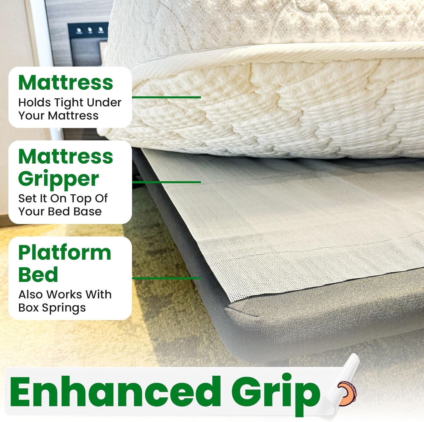 Non Slip Mattress Gripper Pad Stop Mattress, Keep Topper from Sliding - anti Slip Grip Pads Holder Stop Couch Cushion, Sofa Cushions, Patio & Furniture to Prevent Sliding (Queen)