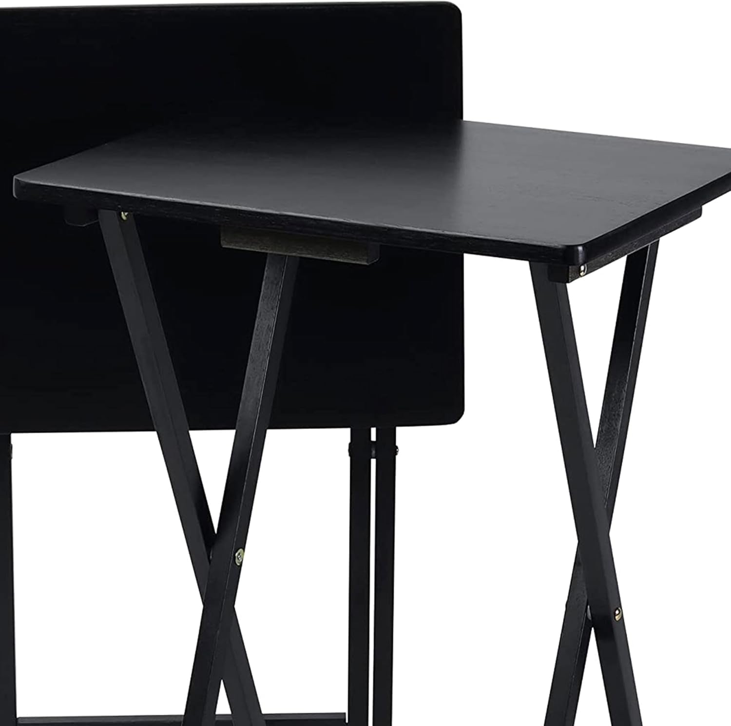 2-Pack Folding TV Tray Set, Black - Collapsible Portable Snack Serving Tables, Home Furniture for Living Room, Bedroom, and Kitchen