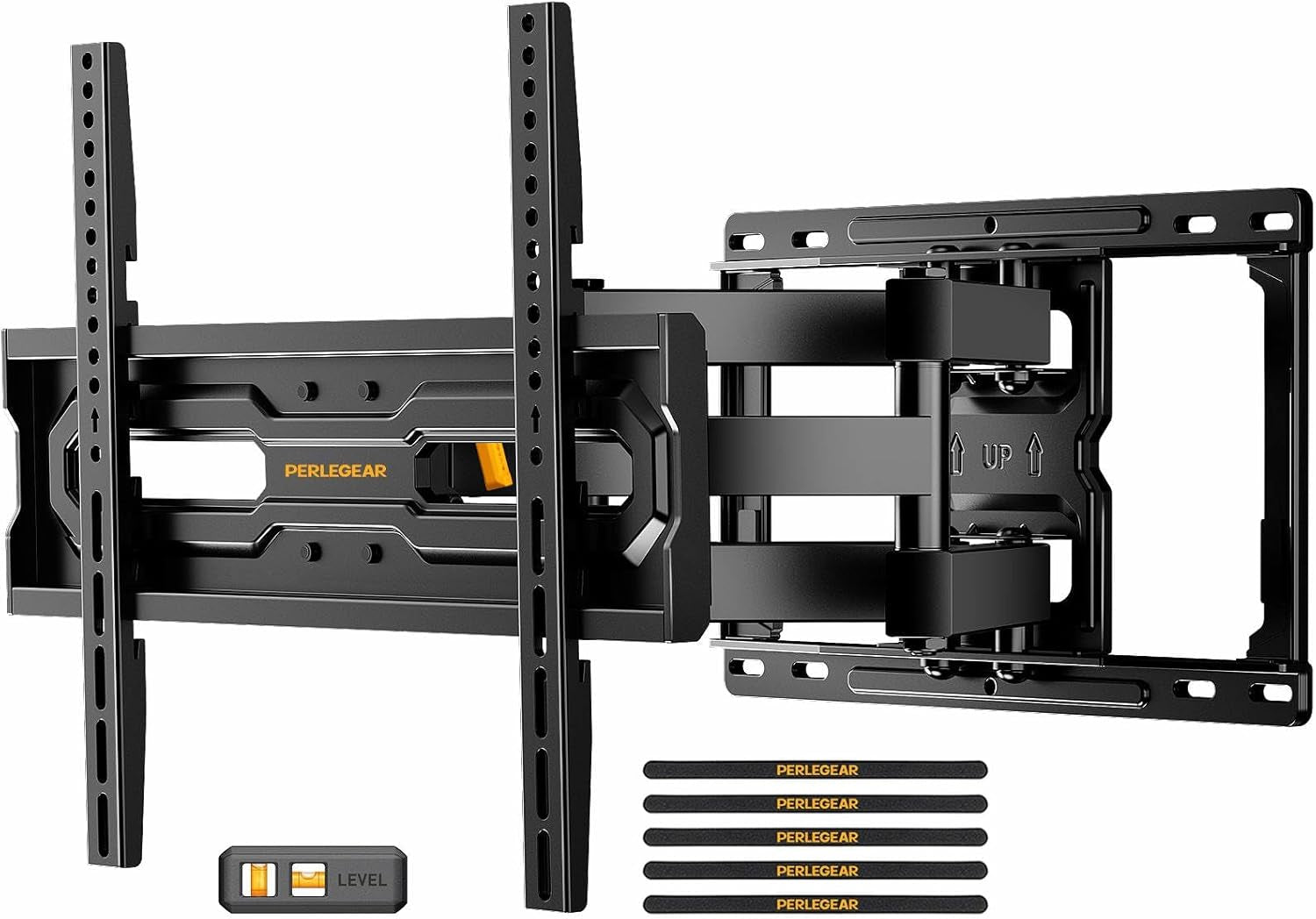 Full Motion TV Mount for 32-65 Inch Tvs up to 99 Lbs, Max VESA 400X400Mm, Fits 16”/12” Wood Studs, Height Adjustable Pre-Assembled TV Wall Mount, Tool-Free Tilt, Swivel & Extension, PGMF21