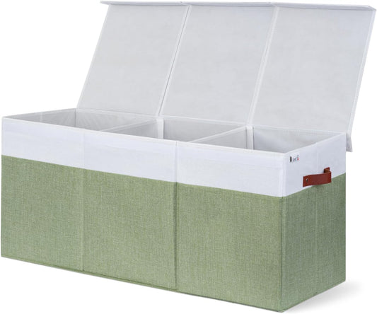 Extra Large Toy Storage Organizer with Lid - Sturdy, Collapsible Toy Chest Storage Box Design - Toys Bin with Dividers for Kids, Nursery, Bedroom, Playroom 37"X16"X14"