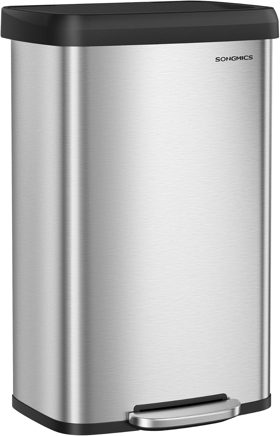 Kitchen Trash Can, 21 Gallon (80 L) Stainless Steel Garbage Can, with Stay-Open Lid and Step-On Pedal, Soft Closure, Tall, Large and Space-Saving, Silver and Black ULTB534E01