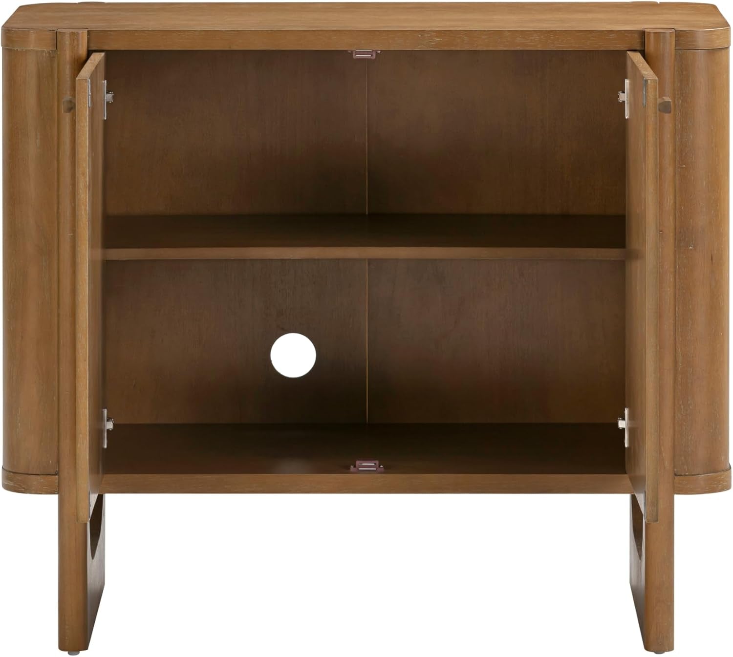 Solace Mid Century Modern Cabinet, Storage Cabinet or Accent Cabinet with Doors with Solid Wood Legs and Adjustable Shelf, Light Brown