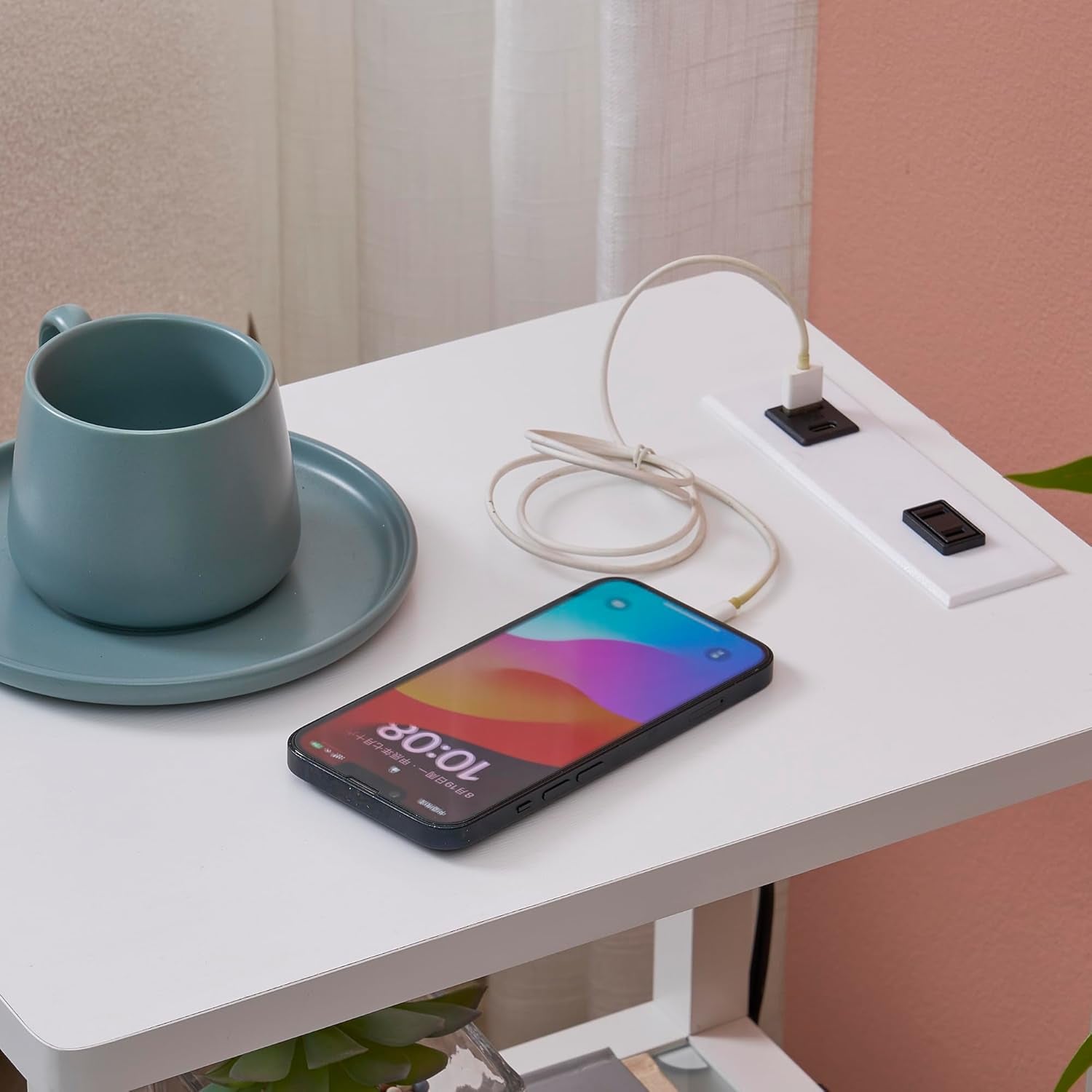 Nightstand with Charging Station, Small End Table with Charging, Side Table with Storage – Minimalist Nightstand for Bedroom or Small Spaces Flare