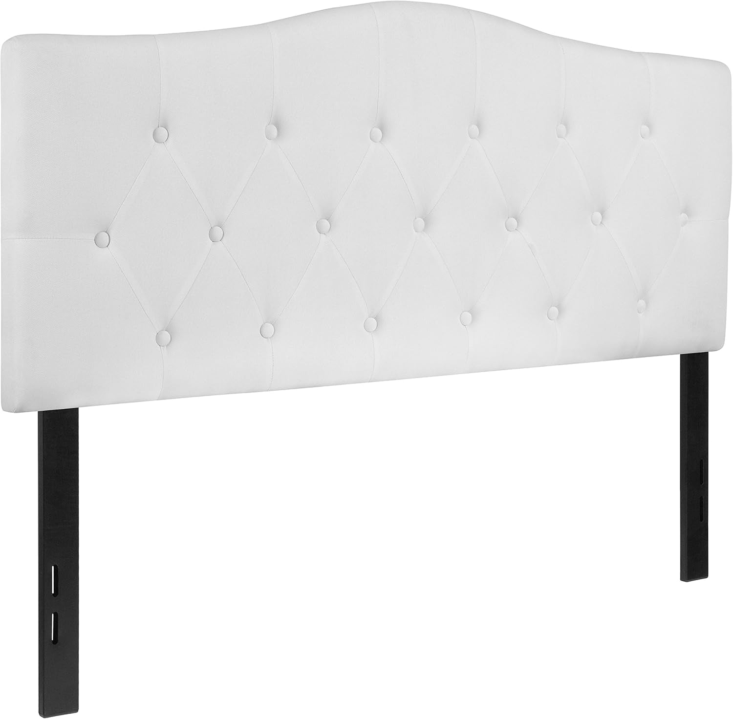 Tufted Upholstered Full Size Headboard in White Fabric