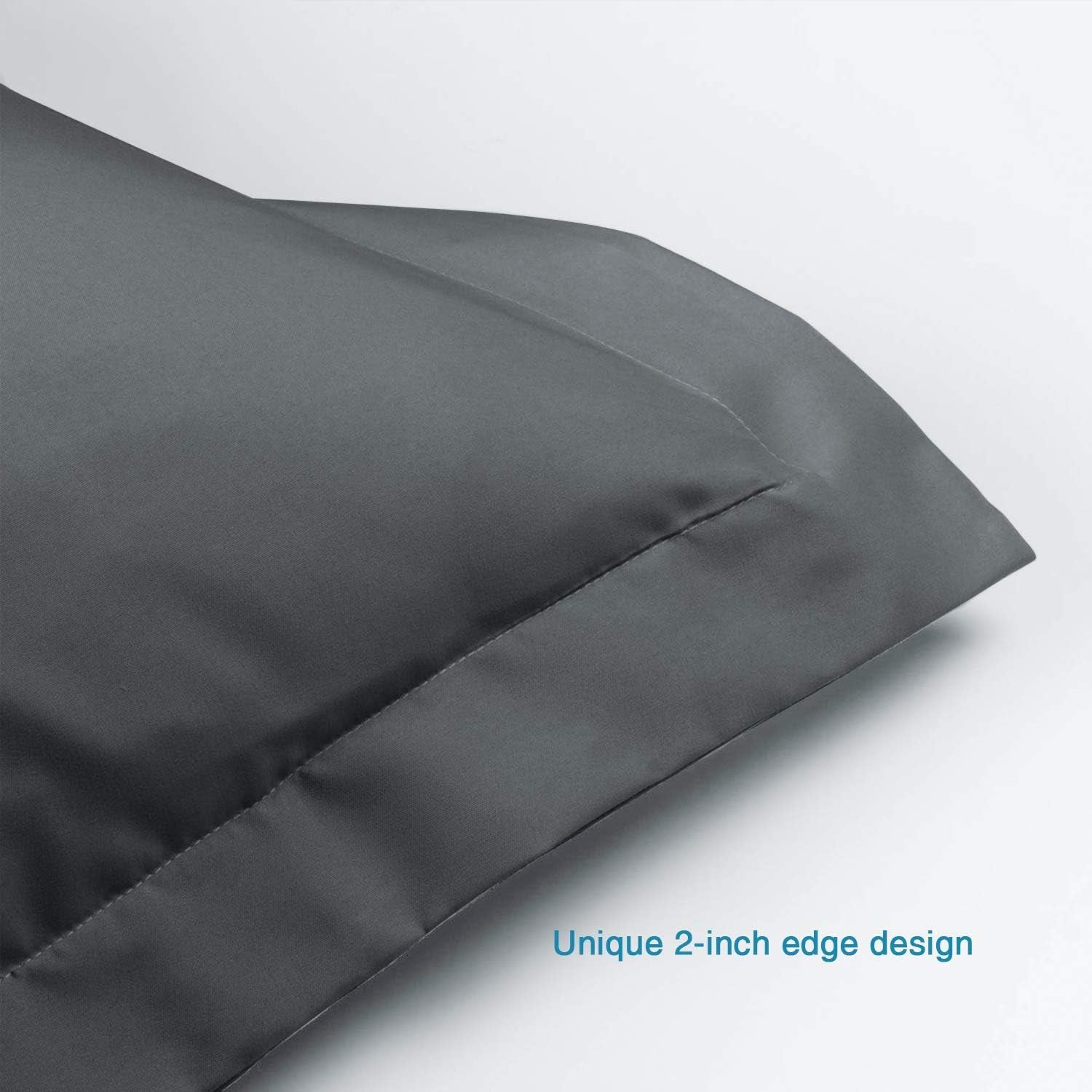 Microfiber King Pillow Shams Set of 2, Fade, Wrinkle and Shrinkage Resistant Soft Pillow Covers with Envelope Closure Euro Sham Covers (Dark Grey, 20X36 Inches)