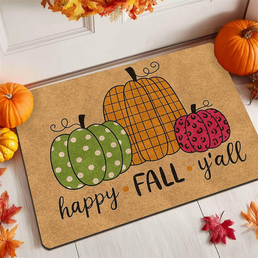 Halloween Door Rugs for Indoor Outdoor Home Decor Happy Fall Pumpkin Welcome Mat Non-Slip Entry Rugs Durable Front Door Mat, 16" X 24" Inch