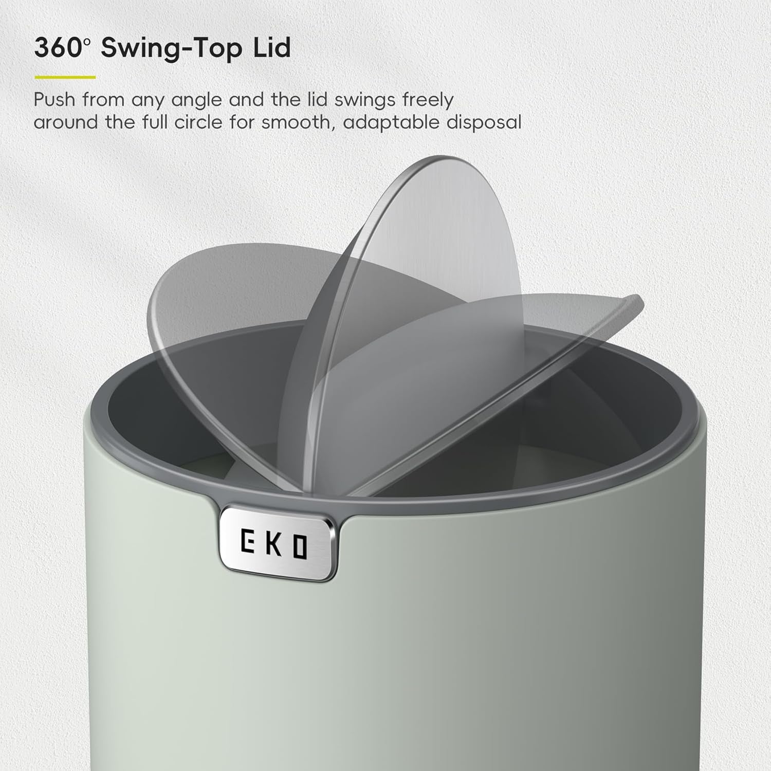 Mini Desk Trash Can with Swing-Top Lid 0.4 Gallon Small Table round Wastebasket for Office, Home, Car (Sage)