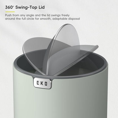 Mini Desk Trash Can with Swing-Top Lid 0.4 Gallon Small Table round Wastebasket for Office, Home, Car (Sage)