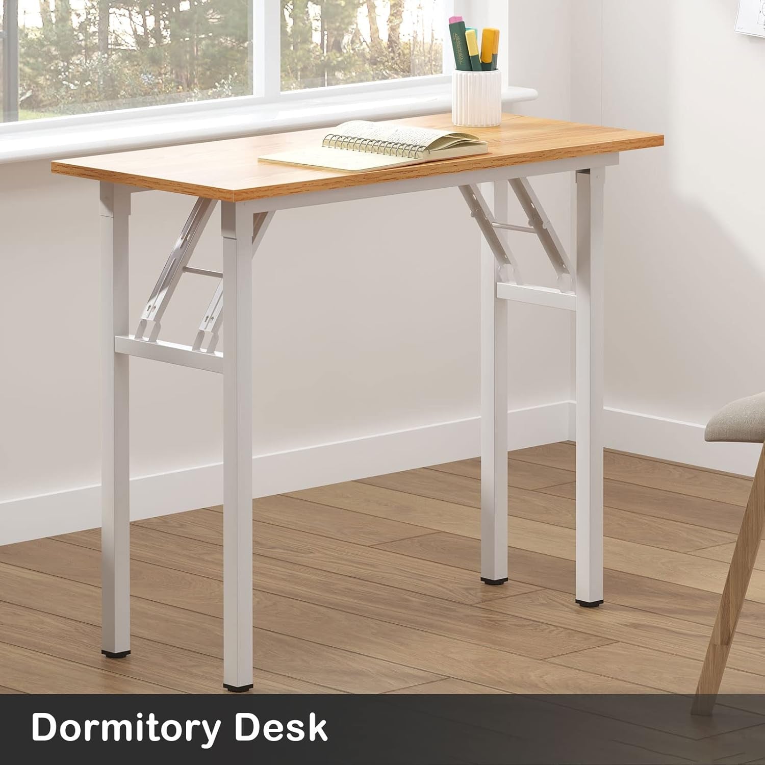 Small Desk 31 1/2" No Assembly Foldable Writing Table,Sturdy and Heavy Duty Folding Computer Desks for Small Space/Home Office/Dormitory AC5BW(80 * 40)