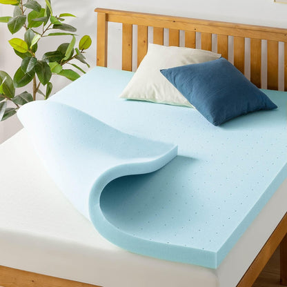3 Inch Ventilated Memory Foam Mattress Topper, Cooling Gel Infusion, Certipur-Us Certified, Dorm Essentials, Queen