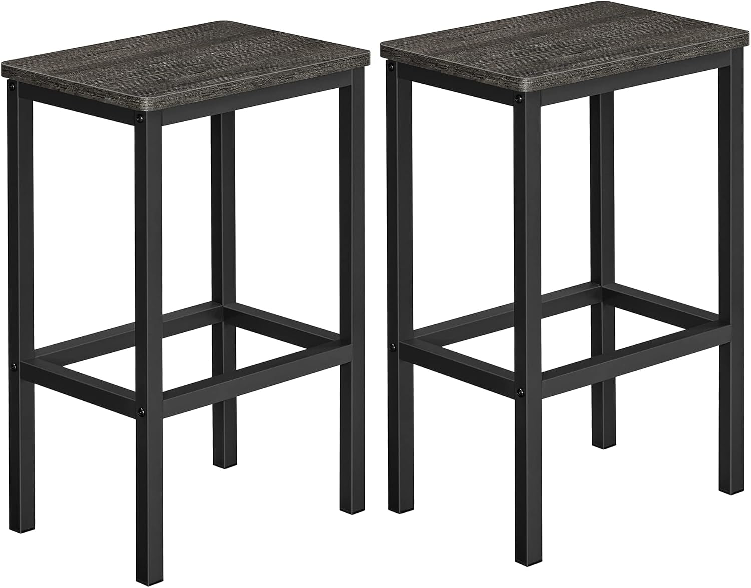 Bar Stools, Set of 2 Bar Chairs, Kitchen Breakfast Bar Stools with Footrest, Industrial in Living Room, Party Room, Charcoal Gray and Black ULBC065B04
