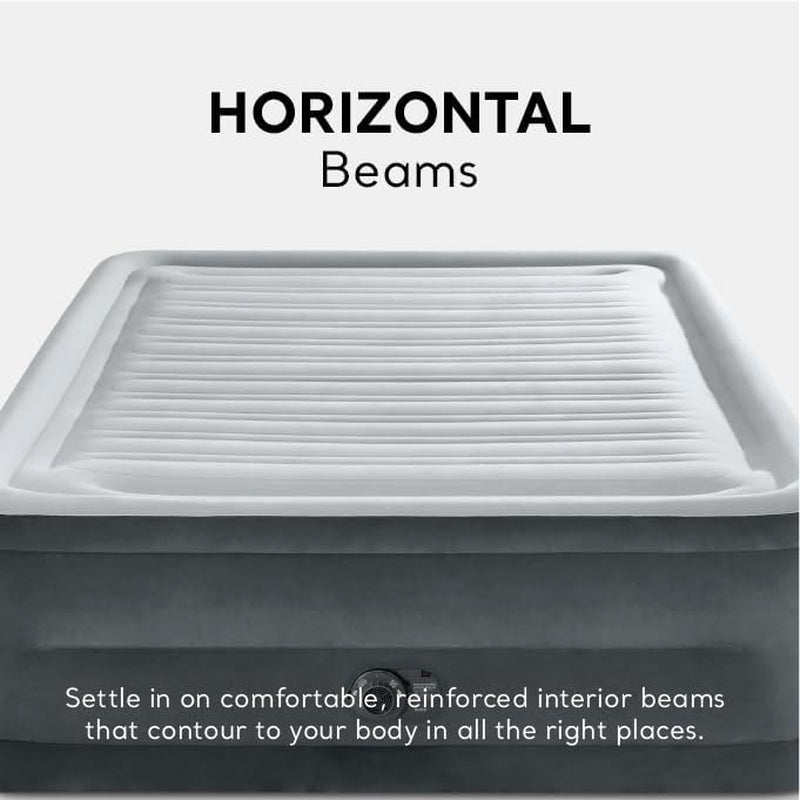 64417ED 22In Queen Dura-Beam Comfort Plush High-Rise Inflatable Air Mattress with Built in Pump for Travel and Camping, 600Lb Weight Capacity