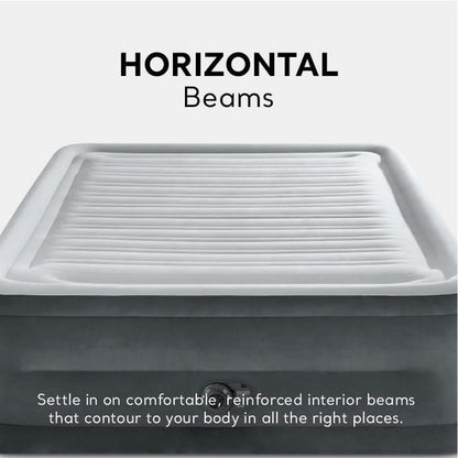 64417ED 22In Queen Dura-Beam Comfort Plush High-Rise Inflatable Air Mattress with Built in Pump for Travel and Camping, 600Lb Weight Capacity