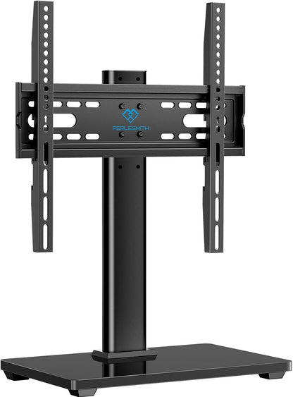 Universal TV Stand, Table Top TV Stand for 32-60 Inch Tvs & Monitors, Height Adjustable TV Mount Stand Holds up to 88 Lbs with Tempered Glass Base & Wire Management, VESA 400X400Mm PSTVS04