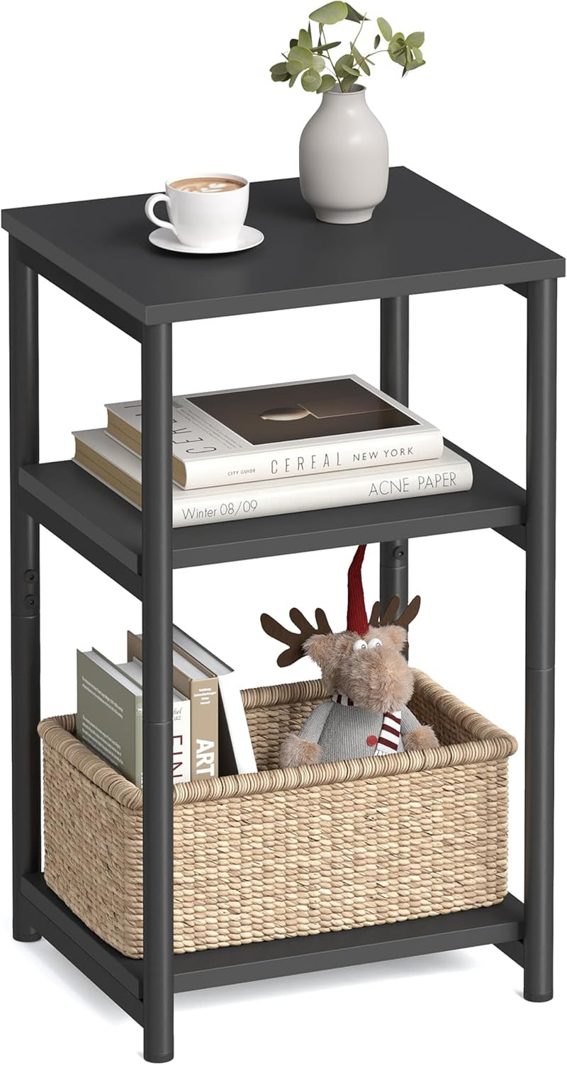 Side Table, Small End Table, Tall Nightstand for Living Room, Bedroom, Office, Bathroom, Classic Black ULET273B16