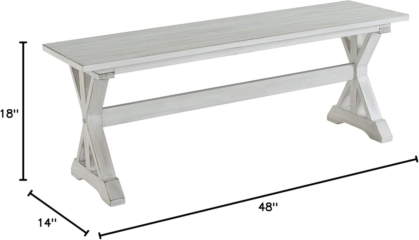 Jamestown Backless Dining Room Bench, Antique White