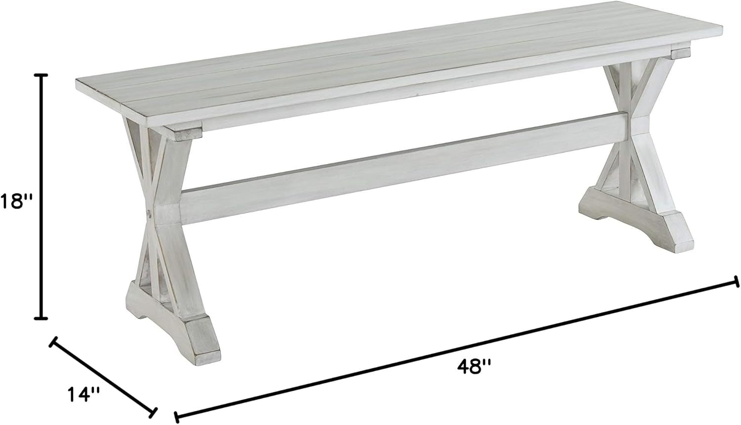 Jamestown Backless Dining Room Bench, Antique White