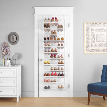 36 Pair over the Door Shoe Organizer, 12 Tier Hanging Shoe Organizer, Heavy Duty Metal & Mesh Shoe Holder, Hanging Shoe Rack for Closet Organizer & Storage, 69"L X 21.7"W X 7.5"H, White
