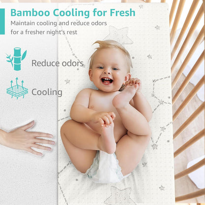 Bamboo Pack and Play Mattress Pad Breathable 38X26 Waterproof Baby Mattress for Pack N Play Matress Topper Waterproof with Strap