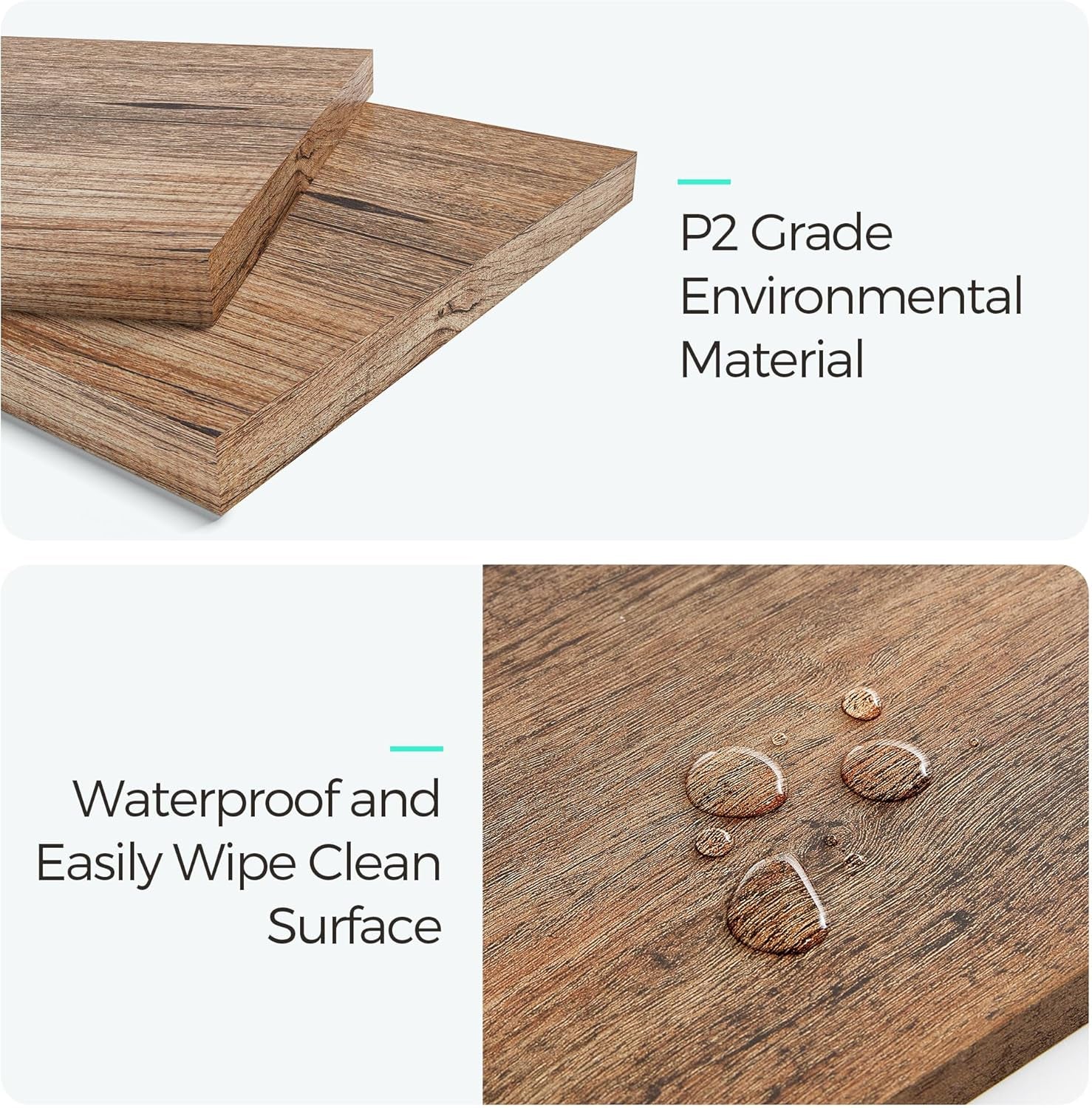 Farmhouse Coffee Table with Storage, Wood Coffee Table for Living Room, Open Display Area and Storage Drawers with Metal Handles, Chic Style with Curved Base, Brown