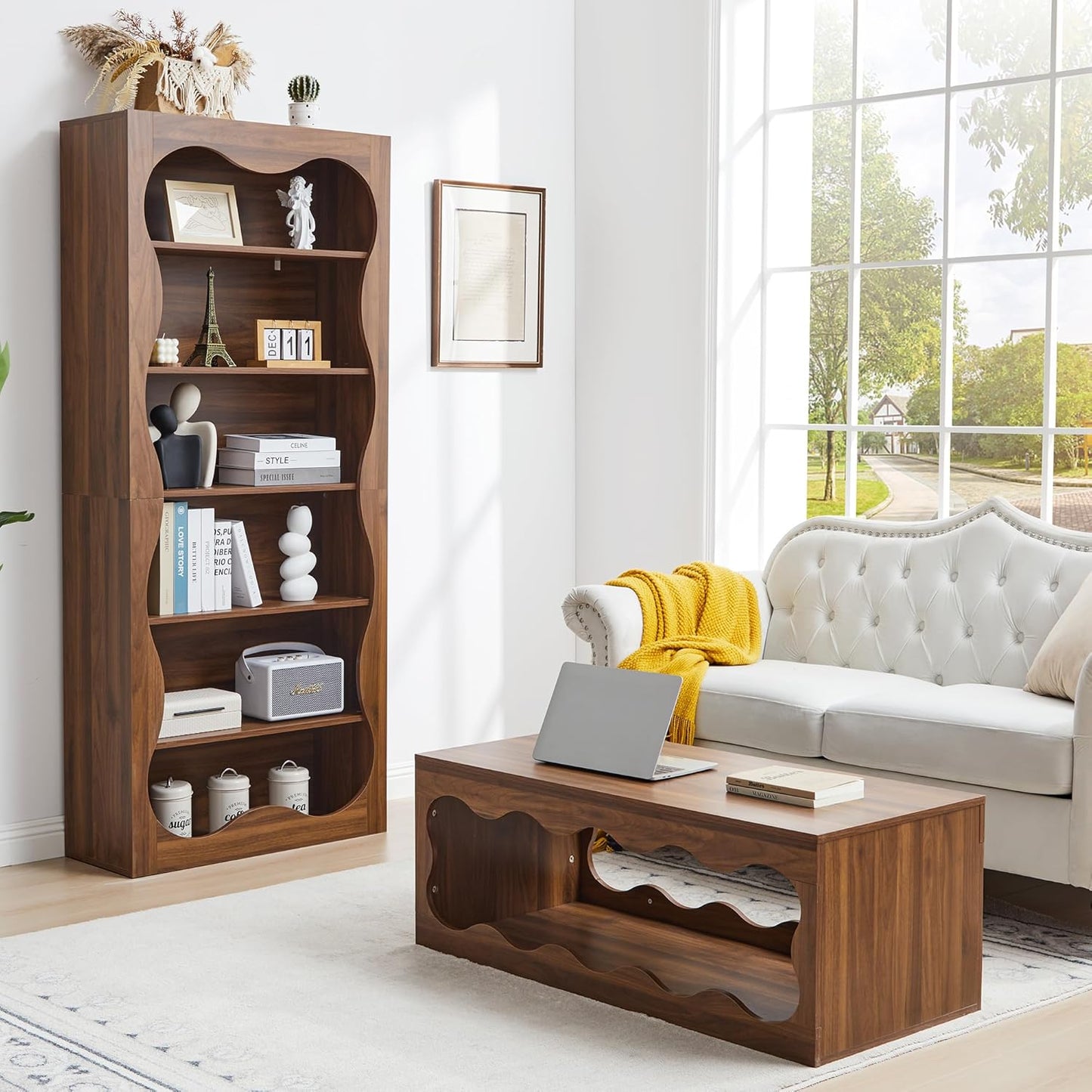 Coffee Tables for Living Room, 39" Small Rectangle Wood Coffee Table with Storage, Modern Minimalist Center Table for Small Spaces, Unique Cocktail Tea Middle Tables for Home Office, Bedroom