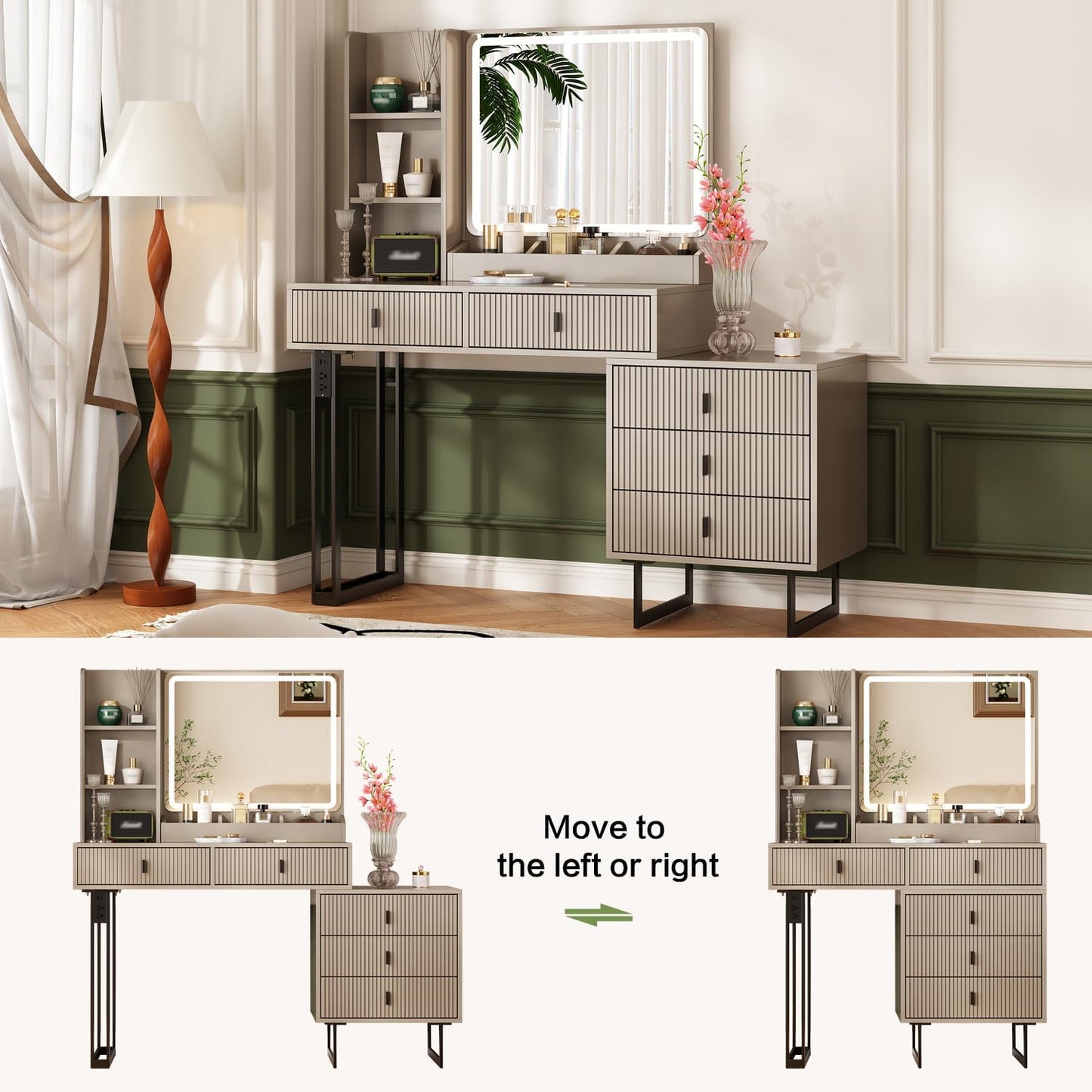 Makeup Vanity Desk with Lights, Vanities VT-8903