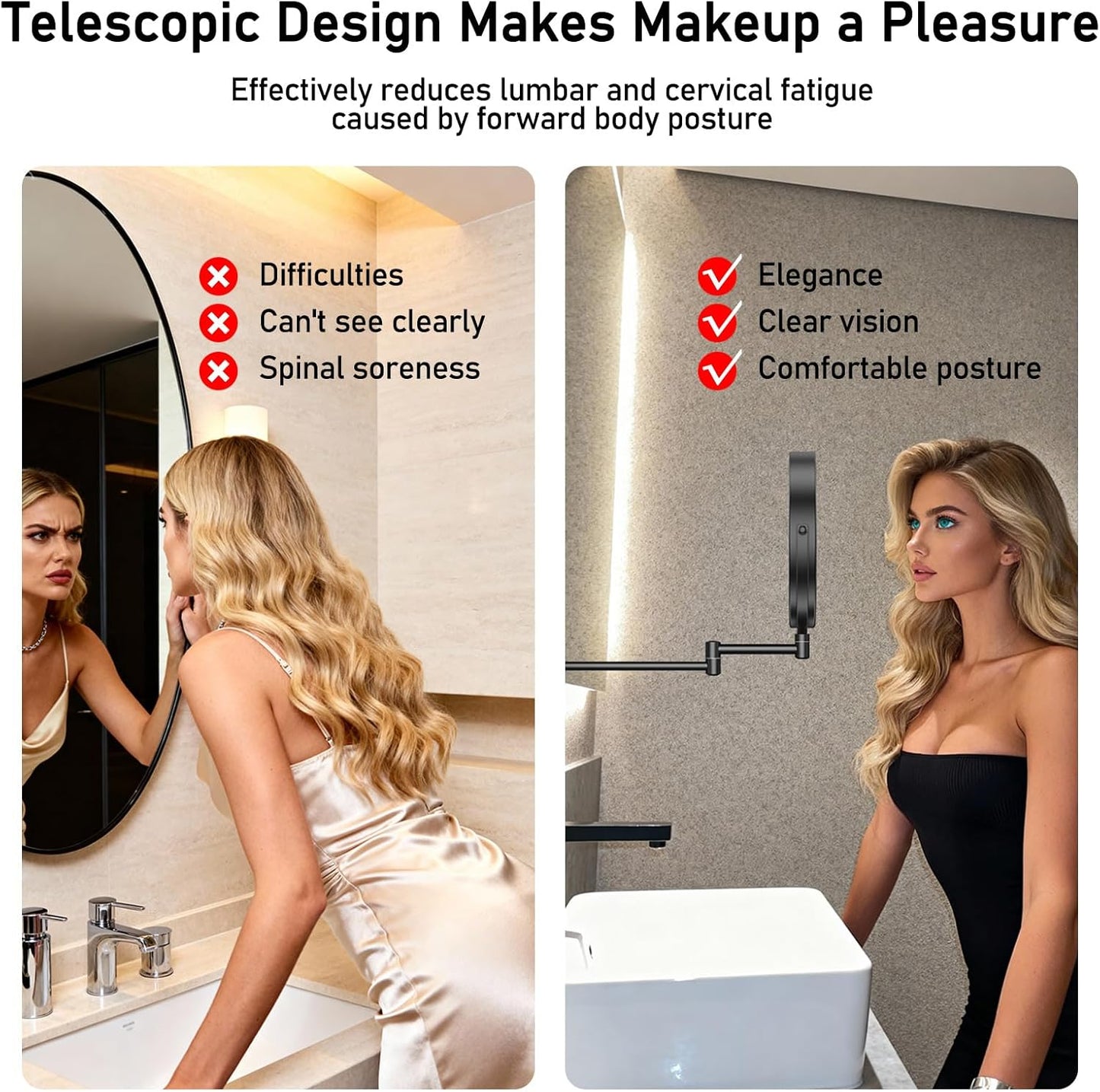 Wall Mounted Makeup Mirror with Magnification, 30X Magnifying Mirror for Wall, Bathroom Mirror for Shaving, Vanity Mirror Wall Mounted for Daily Use, 8 Inch