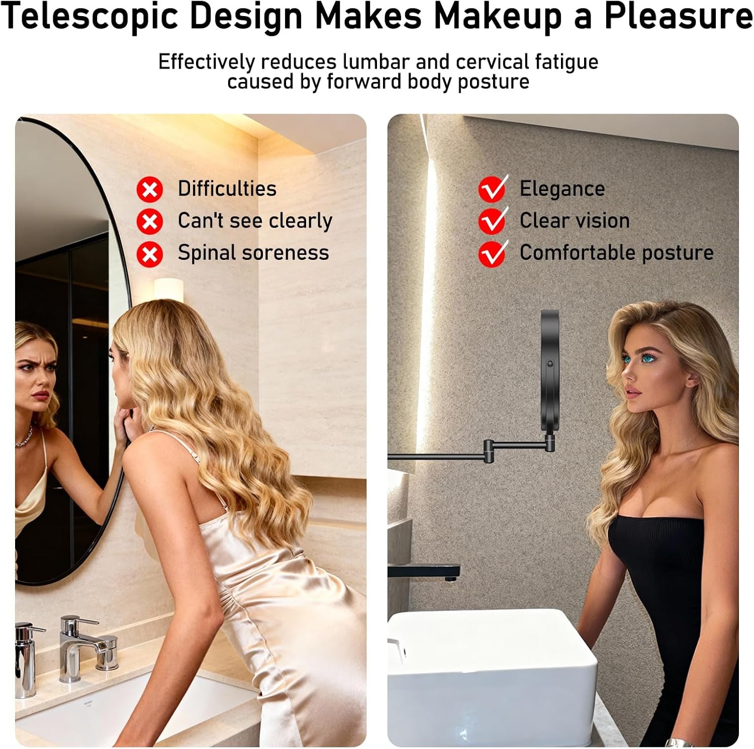 Wall Mounted Makeup Mirror with Magnification, 30X Magnifying Mirror for Wall, Bathroom Mirror for Shaving, Vanity Mirror Wall Mounted for Daily Use, 8 Inch