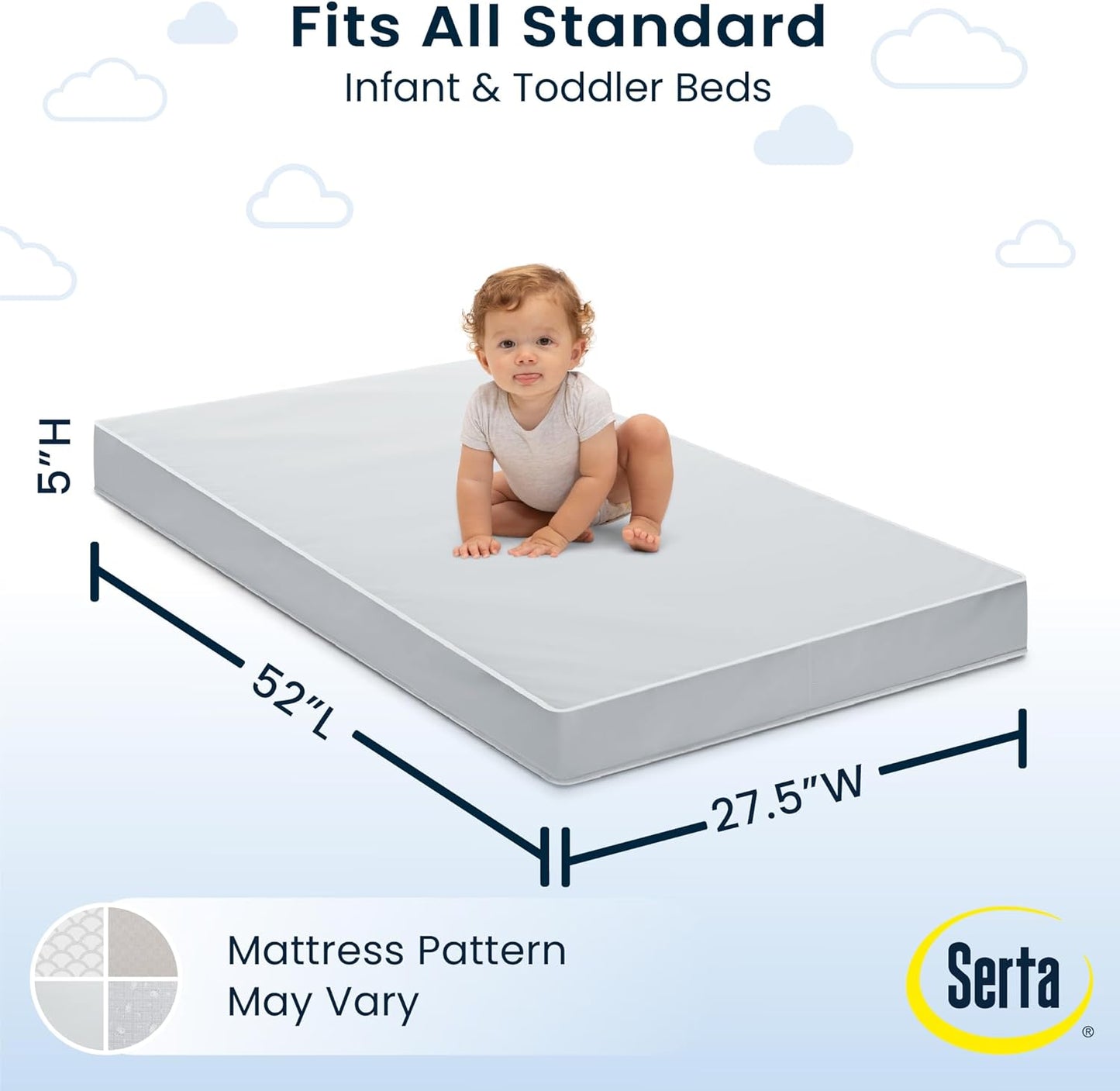 Serta Perfect Start Limited Dual Sided Baby Crib Mattress and Toddler Mattress, Breathable Fiber Core, GREENGUARD Gold Certified, Waterproof, 7 Year Warranty, Made in USA