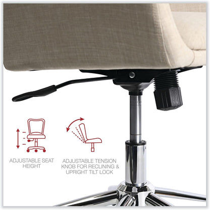 Workspace by  Mid-Century Task Chair, Supports up to 275 Lb, 18.9" to 22.24" Seat Height, Cream Seat, Cream Back