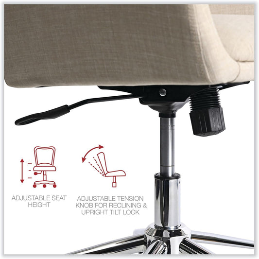 Workspace by  Mid-Century Task Chair, Supports up to 275 Lb, 18.9" to 22.24" Seat Height, Cream Seat, Cream Back