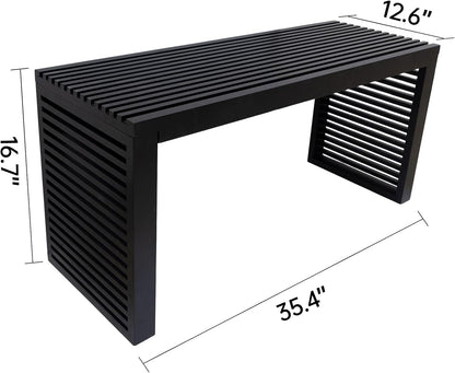 Bamboo Dining Bench, 35 Inch Entryway Bench, Indoor Kitchen Table Bench for Entryway Dining Room Living Room Bedroom End of Bed-Black