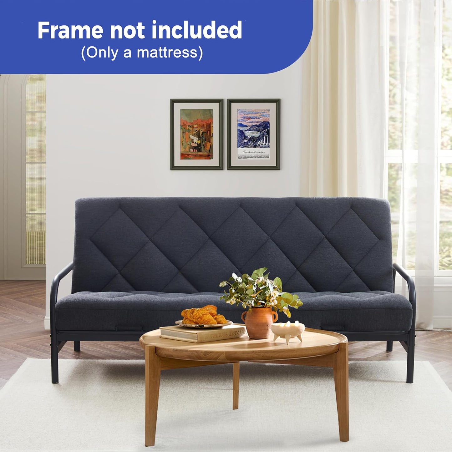 6" Full Size Pillow Top Futon Mattress Replacement(Frame Not Included), Gel Memory Foam, Removable Cover(71X52X6)