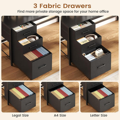 L Shaped Gaming Desk with Storage Shelves and Hutch, Convertible 94.5" Computer Desk with Drawers, Corner Computer Desk with Power Outlet, LED Lights, Pegboard for Home Office, Black