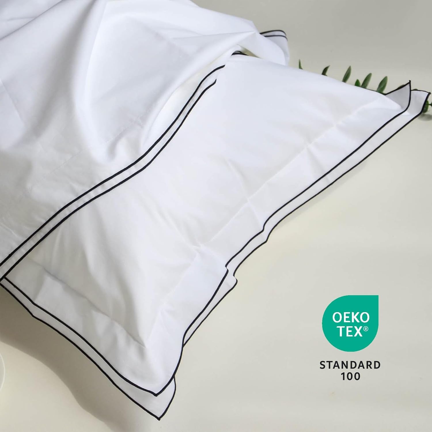 Set of 2 Elegant Embroidery Pillowcases, King Size, 100% Cotton - White Good Feeling Shams, Elegant Trims, Softer and Breathable Pillow Covers, 20X36 Inches
