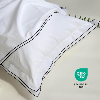 Set of 2 Elegant Embroidery Pillowcases, King Size, 100% Cotton - White Good Feeling Shams, Elegant Trims, Softer and Breathable Pillow Covers, 20X36 Inches