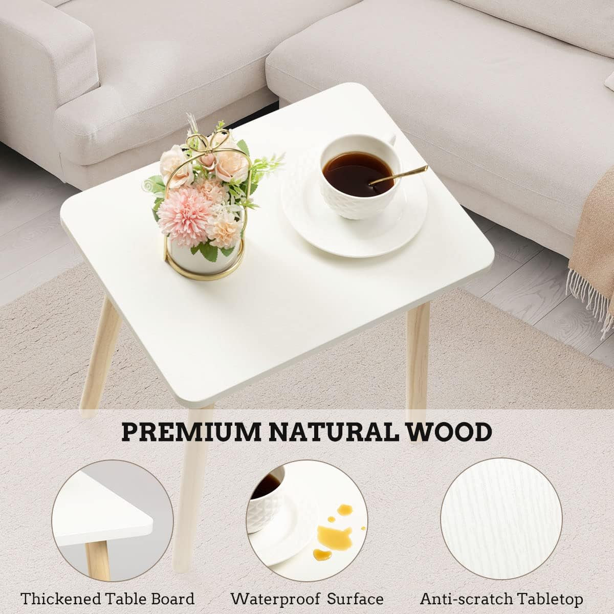 Nursery Side Table, Small End Table Accent Table Living Room Balcony Office, Modern Side Bedside Home Decor, for Small Spaces, Easy Assembly