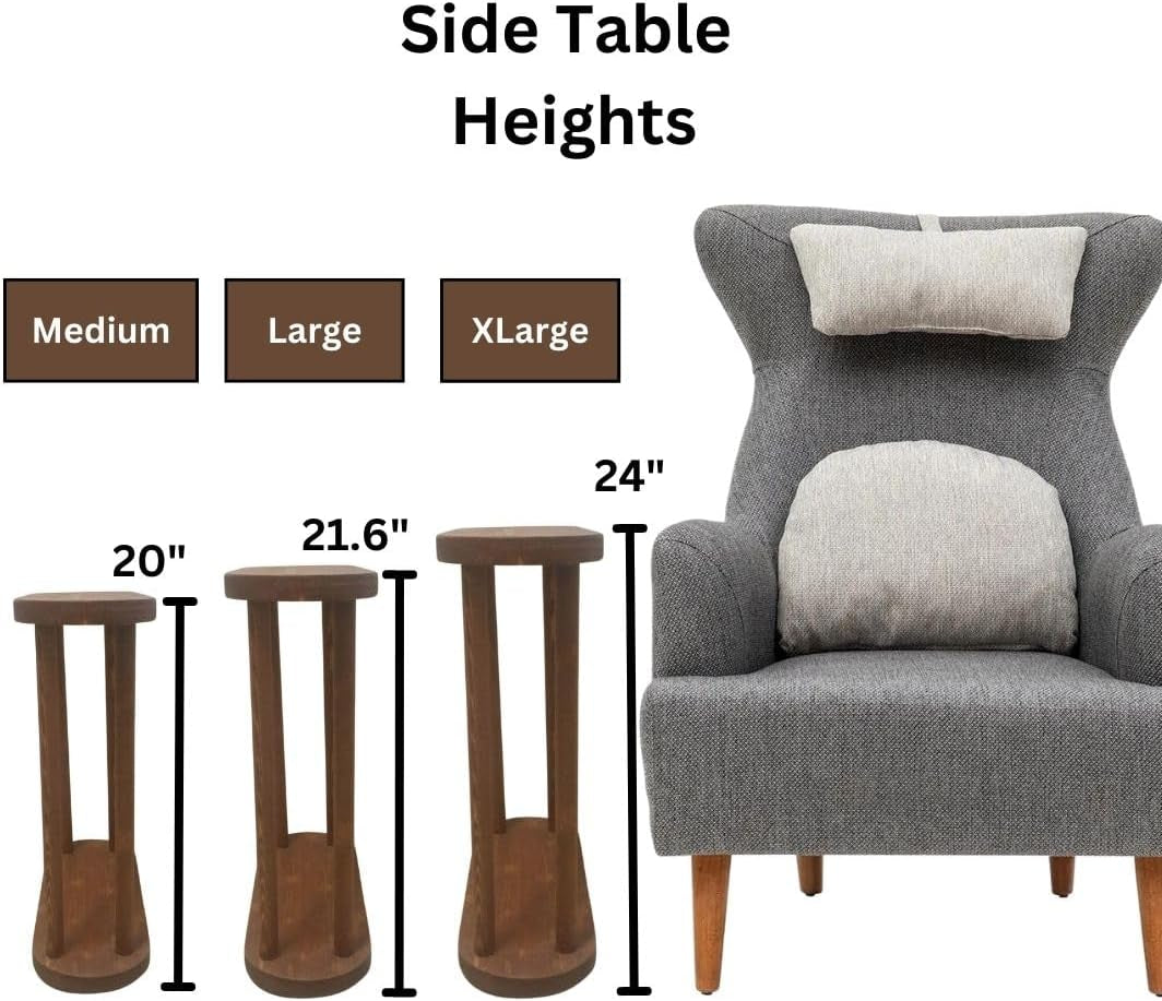 Oval Solid Wood Narrow Side Table, Slim Small Pedestal Coffee Table for Living Room, Modern Minimalist Design for Small Spaces, Recliner Drink Table (Dark Walnut, Xlarge)
