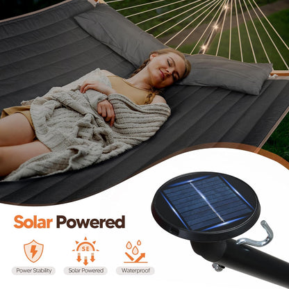 Double Backyard Hammock with Solar Powered Lights for Outside, 475 Lbs Capacity, Heavy Duty Self Standing Hammock with 12 Ft Stand, Dark Grey