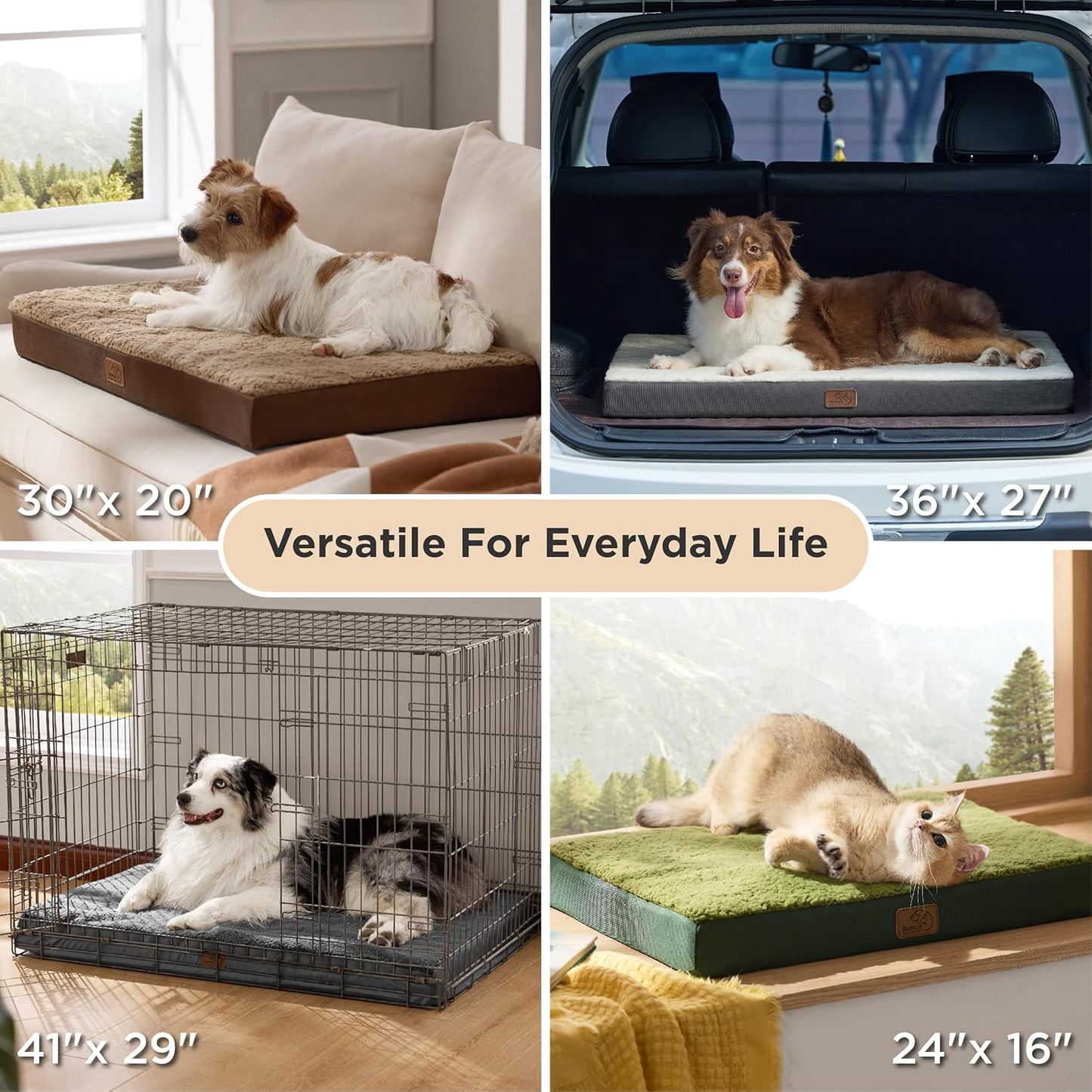 Dog Beds Large Sized Dog - Comfy Flat Pet Beds with Removable Washable Cover, Orthopedic Egg Crate Foam Puppy Mat, Suitable for Pet up to 65 Lbs