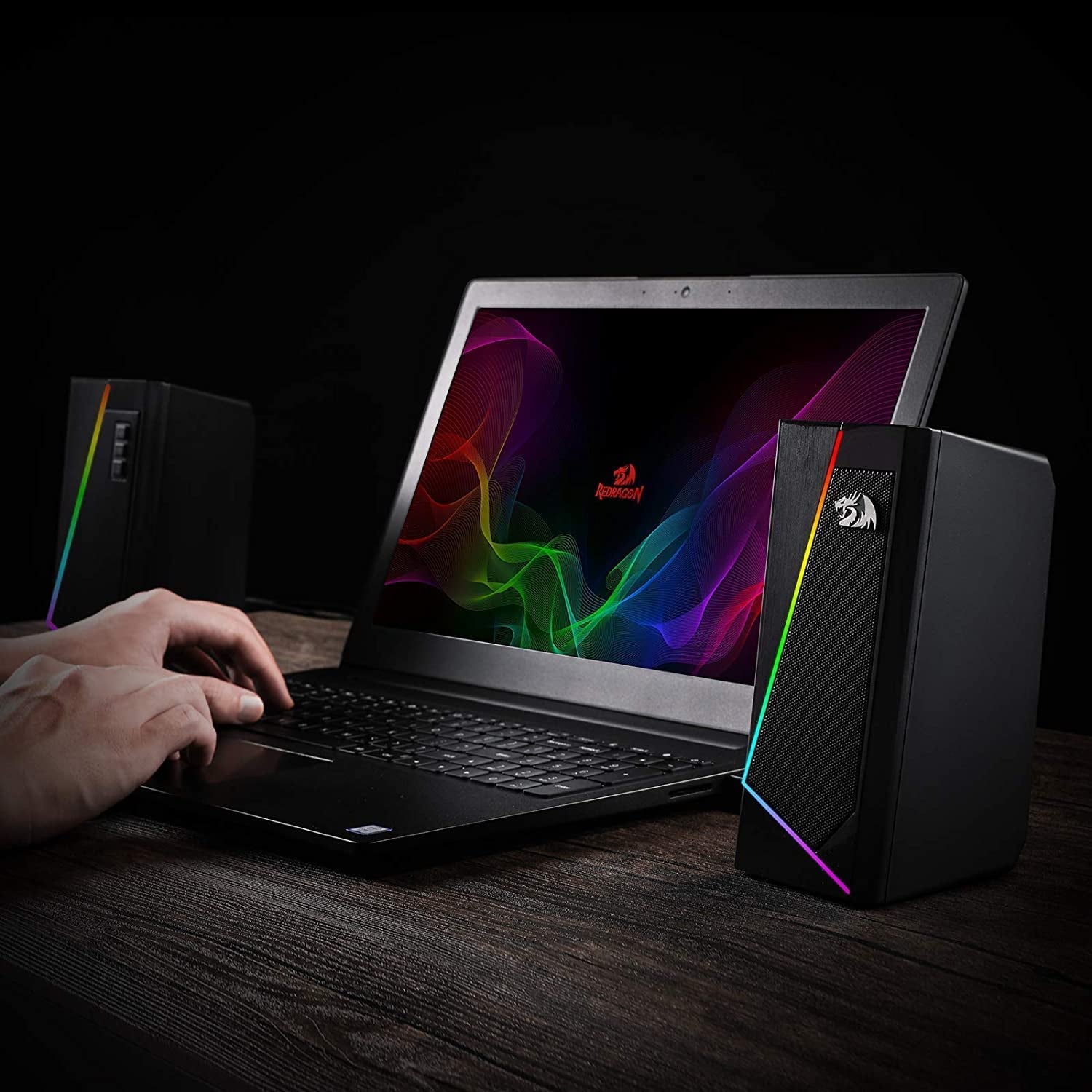 GS520 RGB Desktop Speakers, 2.0 Channel PC Computer Stereo Speaker with 6 Colorful LED Modes, Enhanced Sound and Easy-Access Volume Control, USB Powered W/ 3.5Mm Cable