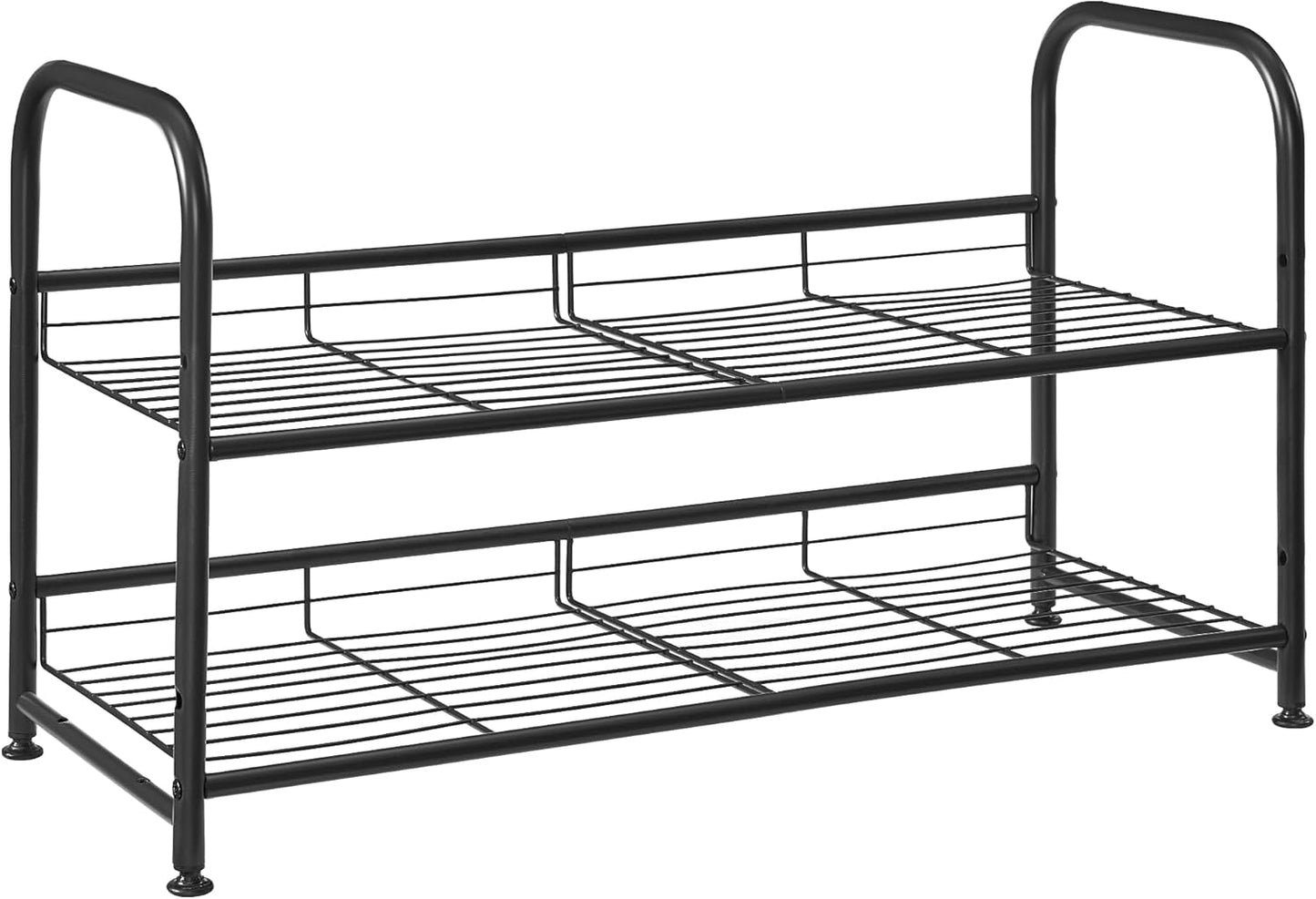 Stackable Shoe Rack, 4 Tier Metal Shoes Rack Storage Shelf, Holds up to 20 Pairs Shoes, Adjustable Slanted Shelves Tower Organizer for Closet Entryway Small Spaces, Bronze