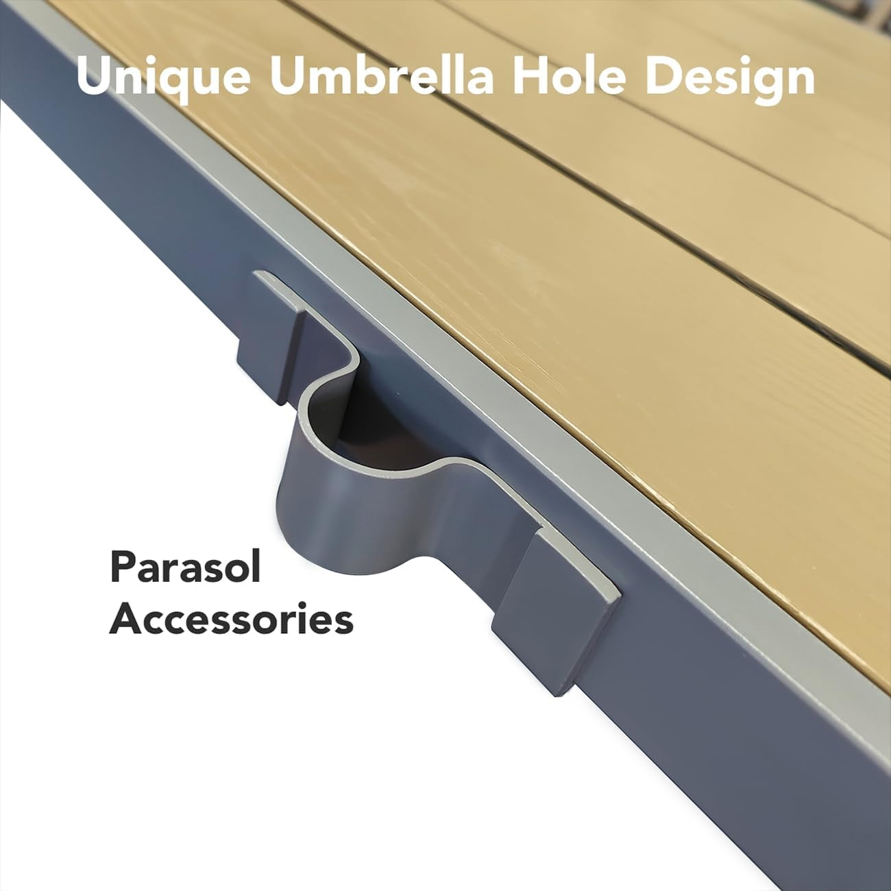 Patio Table and Chairs Set for 6, Outdoor Dining Set Includes 59.5" Rectangle Patio Table with Side Umbrella Hole and 6 Textilene Fabric Patio Chairs for Backyard, Courtyard, Poolside, Brown